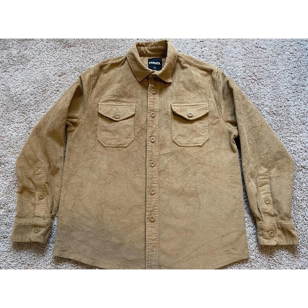 RSQ Corduroy Shirt Jacket Shacket Men Large Tan Work Outer Wear sku42
